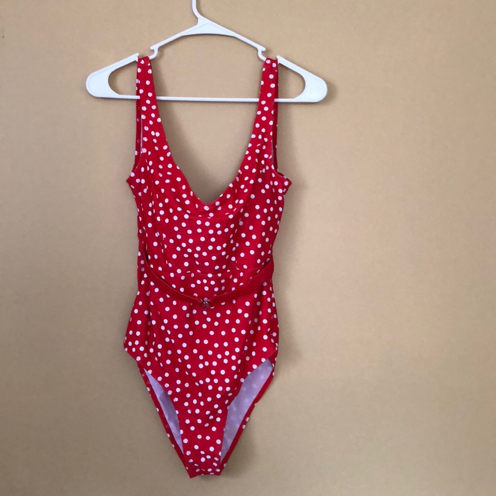 Shein one piece bathing suit with front belt.